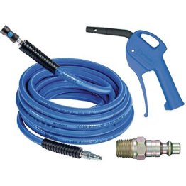  3/8" I.D. x 50' air hose assembly w/ Industrial safety coupler with plug and Blow Gun - 1637333